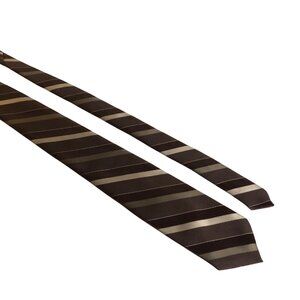 Wembley Silk Blend Tie Brown Beige Striped Mens Necktie Office Work Formal Gift